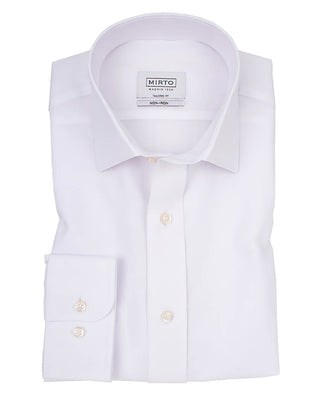 Camisa falso liso semi-entallada travelshirt blanco