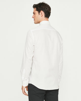 Camisa falso liso semi-entallada travelshirt blanco