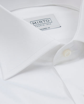 Camisa vestir semi-entallada puño mixto blanc by M