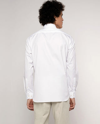 Pointed collar white-poplin dress shirt