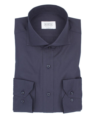 Camisa casual semi-entallada popelín manga larga marino