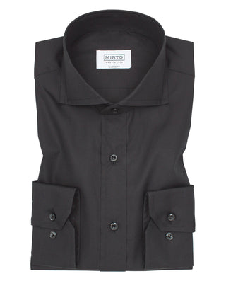 Camisa casual semi-entallada popelín manga larga negro