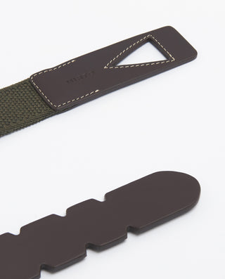 Cinturón verde de lona elástica sin hebilla by MIR