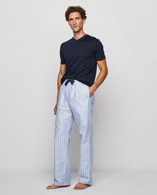 Dark blue striped Oxford pajamas