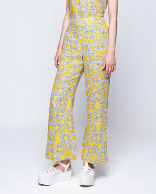 Pantalón de lino estampado floral amarillo by MIRT
