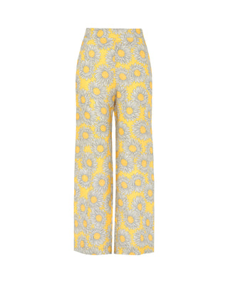 Pantalón de lino estampado floral amarillo by MIRT