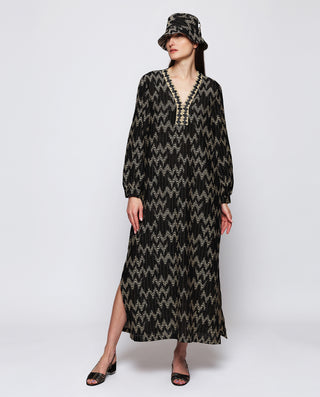 Kaftan jacquard negro by MIRTO