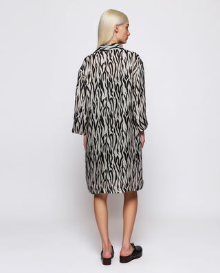 Vestido de lino estampado cebra negro by MIRTO