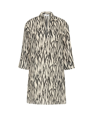 Vestido de lino estampado cebra negro by MIRTO