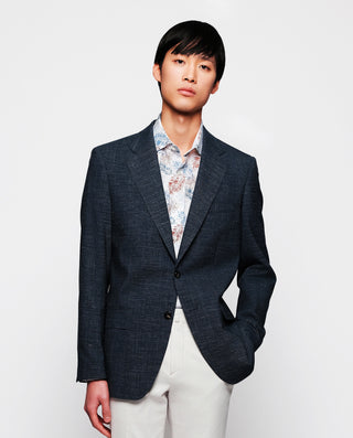 Chaqueta mezcla algodón y lino stretch azul by MIR