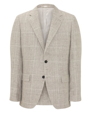 Chaqueta lino cuadros beige by MIRTO