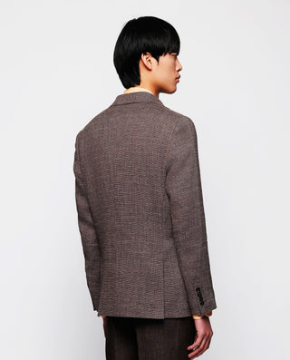 Chaqueta mezcla algodón y lino stretch marrón by M