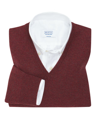 Jersey de Cashmere cuello V burdeos by MIRTO
