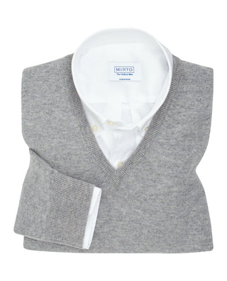 Jersey de Cashmere cuello V gris by MIRTO