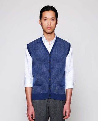 Chaleco jacquard de Lana azul by MIRTO