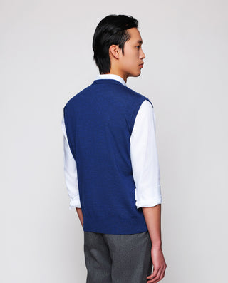 Chaleco jacquard de Lana azul by MIRTO