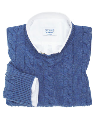 Jersey de Lana cuello redondo azul by MIRTO