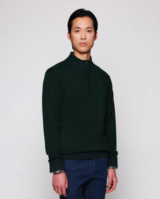 Jersey cuello perkins cremallera verde by MIRTO