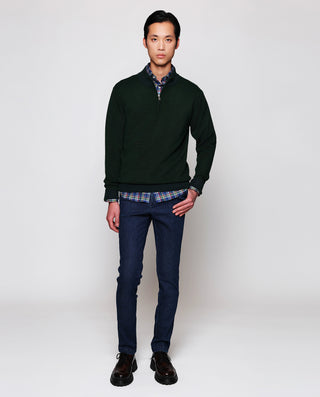 Jersey cuello perkins cremallera verde by MIRTO