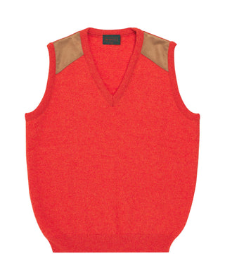Chaleco Lambswool cuello V naranja by MIRTO
