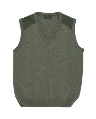Chaleco Lambswool cuello V verde by MIRTO