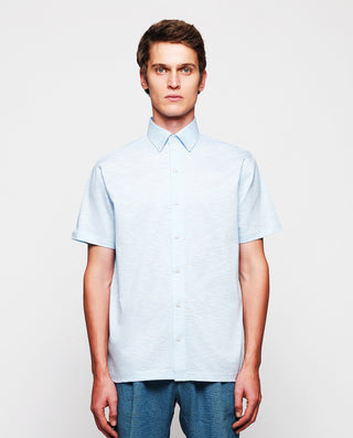 Camisa de punto algodón celeste sin bolsillo by MI