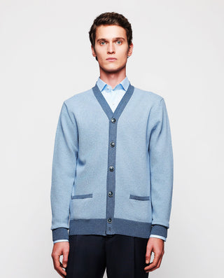 Cárdigan de punto azul celeste by MIRTO