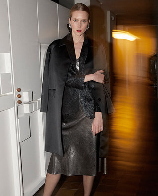 Silver lamé slip-dress