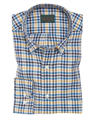 Camisa casual de algodón cuadros azul by MIRTO