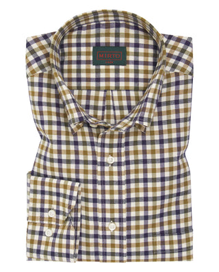 Camisa casual de algodón cuadros verde by MIRTO