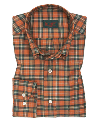 Camisa casual de algodón cuadros naranja by MIRTO