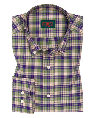 Camisa casual de algodón cuadros verde by MIRTO