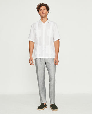 Guayabera manga corta blanca de lino