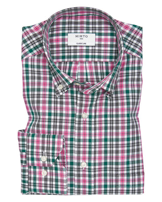 Camisa casual de algodón cuadros rosa by MIRTO