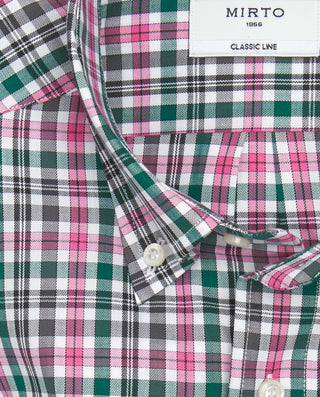 Camisa casual de algodón cuadros rosa by MIRTO