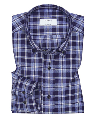 Camisa casual de algodón cuadros azules by MIRTO