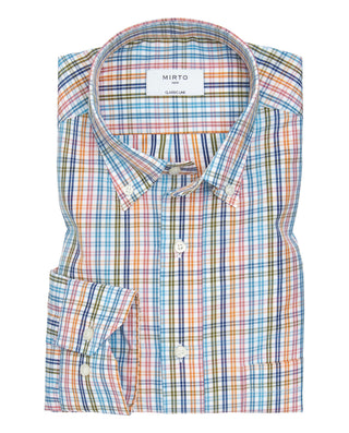 Camisa casual de algodón cuadros camel by MIRTO