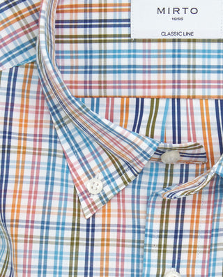Camisa casual de algodón cuadros camel by MIRTO