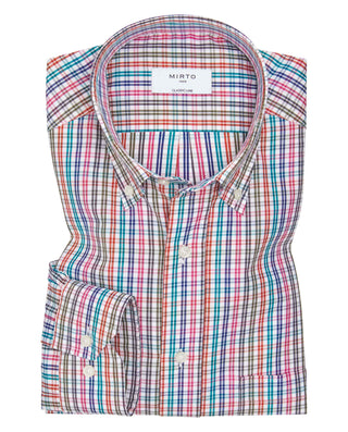 Camisa casual de algodón cuadros fucsia by MIRTO