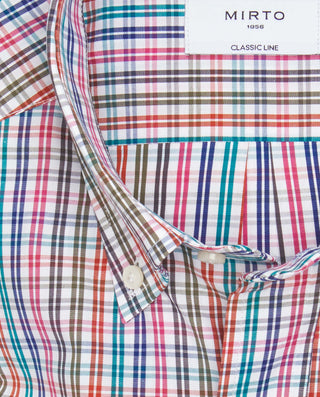 Camisa casual de algodón cuadros fucsia by MIRTO