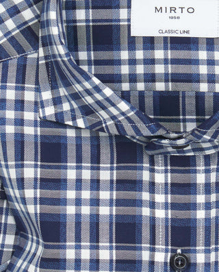 Camisa casual de algodón cuadros azul marino by MI