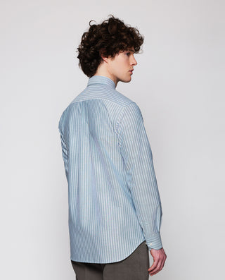 Camisa casual de algodón Oxford rayas verdes by MI
