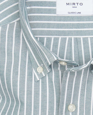 Camisa casual de algodón Oxford rayas verdes by MI