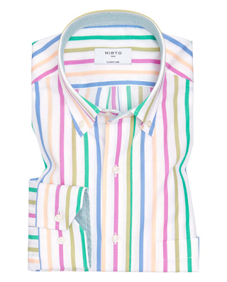 Camisa casual de algodón rayas multicolor by MIRTO