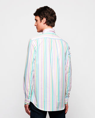 Camisa casual de algodón rayas multicolor by MIRTO