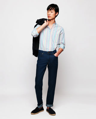 Camisa casual de algodón rayas multicolor by MIRTO