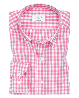 Camisa casual de algodón cuadros rosa by MIRTO