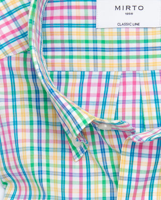 Camisa casual de algodón cuadros multicolor by MIR
