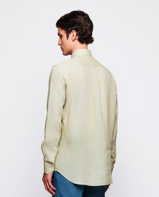 Camisa casual de Lino caqui by MIRTO