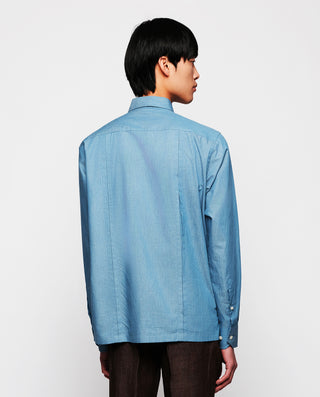 Guayabera de algodón azul denim by MIRTO